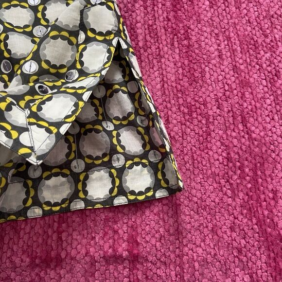Tory Burch Stephanie Tunic Top Geometric Gray Yellow White Size 4 - Picture 4 of 10